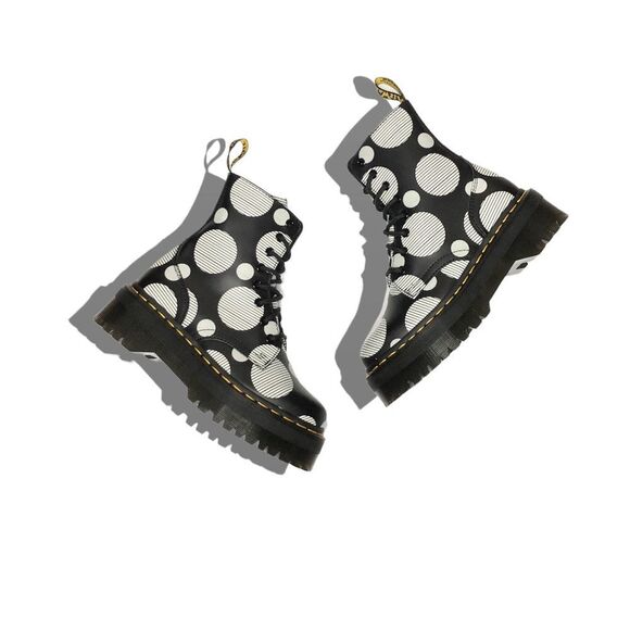 Urban Outfitters x Dr. Martens Jadon Polka Dot Smooth Leather Platform Boots - Picture 1 of 15